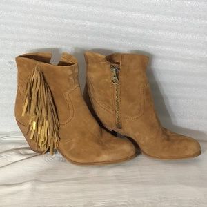 Sam Edelman 8 boots ankle heels Louie Tan Fringe
